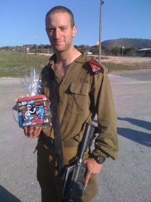 soldier with gift